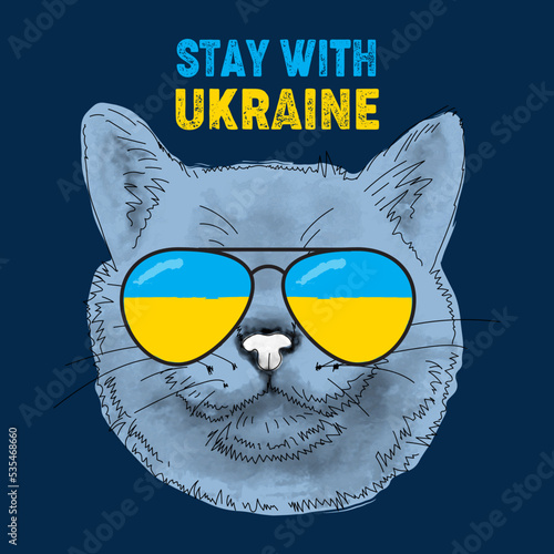 stay with Ukraine cat face support war in ukraine