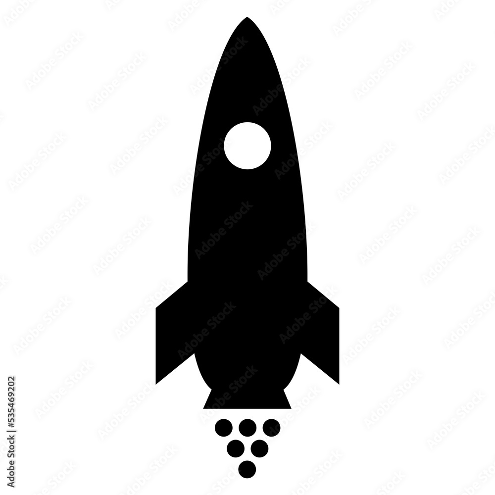Rakete Icon schwarz als Zeichen für Start oder Raumschiff Rakete Icon schwarz als Zeichen für Start oder Raumschiff