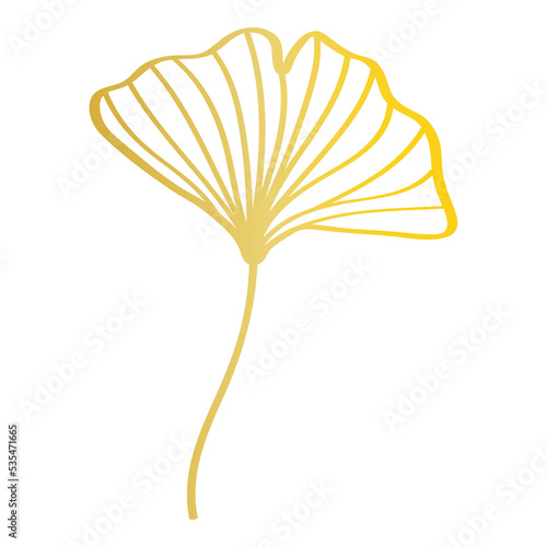 Gold ginkgo leaves illustration set 