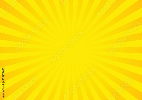 Yellow ray of sunlight background. Sunburst background. Vector illustration.