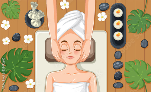 Woman getting facial massage spa
