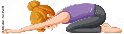 Yoga child pose cartoon character