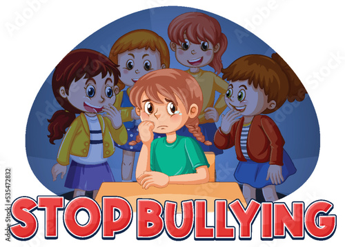 Stop Bullying text with cartoon character