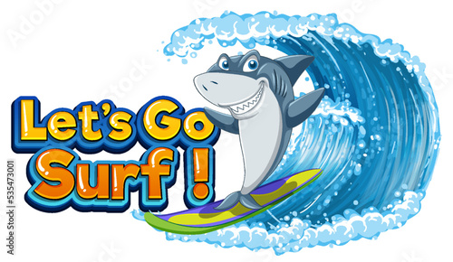 Cute shark surfing cartoon surfing icon