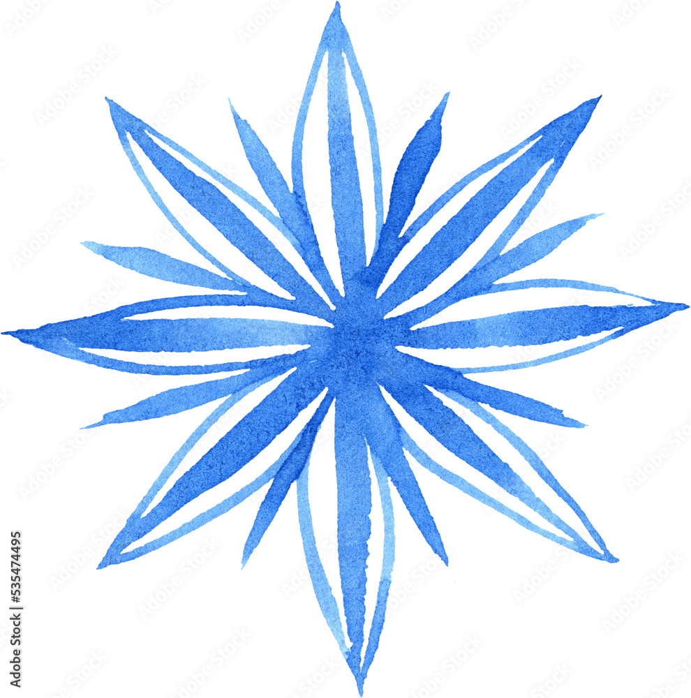 Obraz premium Watercolor Snowflake isolated. Symbol of Winter. Beautiful decoration for your design.