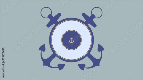 Military navy sea anchor on blue background, motion holidays, military and warfare style background
