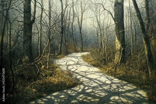 Crawford Lake Milton Ontario woods path. High quality illustration photo