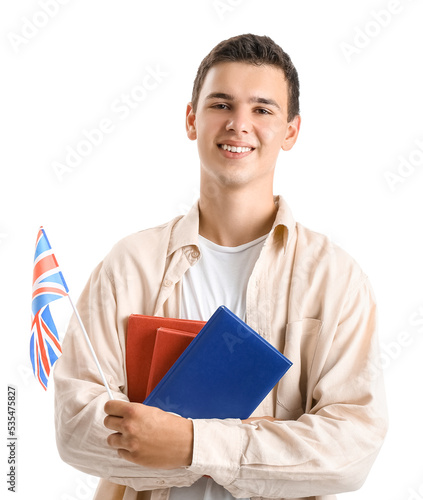 Teenage boy with UK flag an...