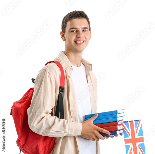Teenage boy with UK flag, b...
