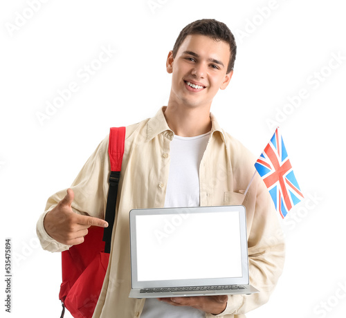 Teenage boy with UK flag an...