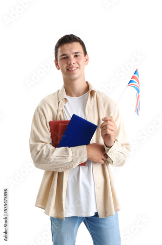Teenage boy with UK flag an...
