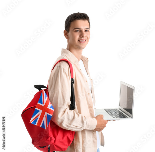 Teenage boy with UK flag, b...