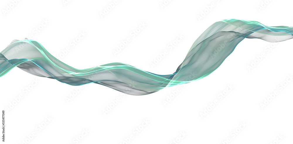 Fototapeta premium Abstract transparent smoke, green plume, sea wave