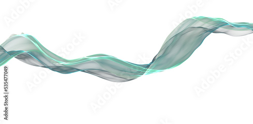 Abstract transparent smoke  green plume  sea wave