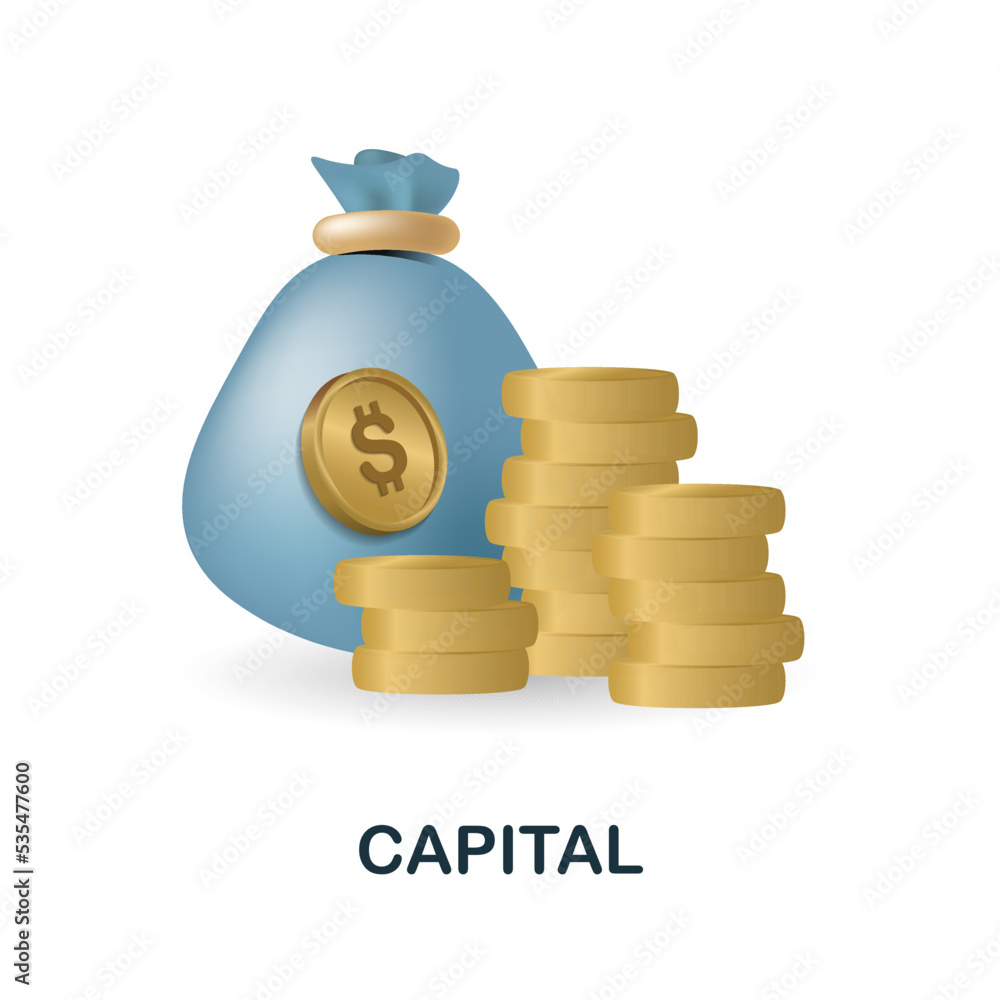 Capital icon. 3d illustration from economic collection. Creative Capital 3d icon for web design, templates, infographics and more