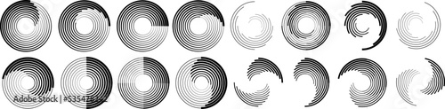 Lines in Circle Form . Spiral Vector Illustration .Technology round. Wave Logo . Design element . glitched lines .Abstract Geometric round shape 