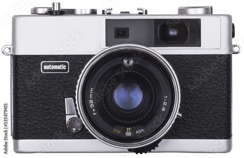 Foto Old photo camera isolated frontview
