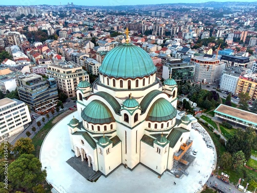 Magnificent biggest ortodox church temple of Saint Sava in Belgrade, Serbia hram Svetog Save photo