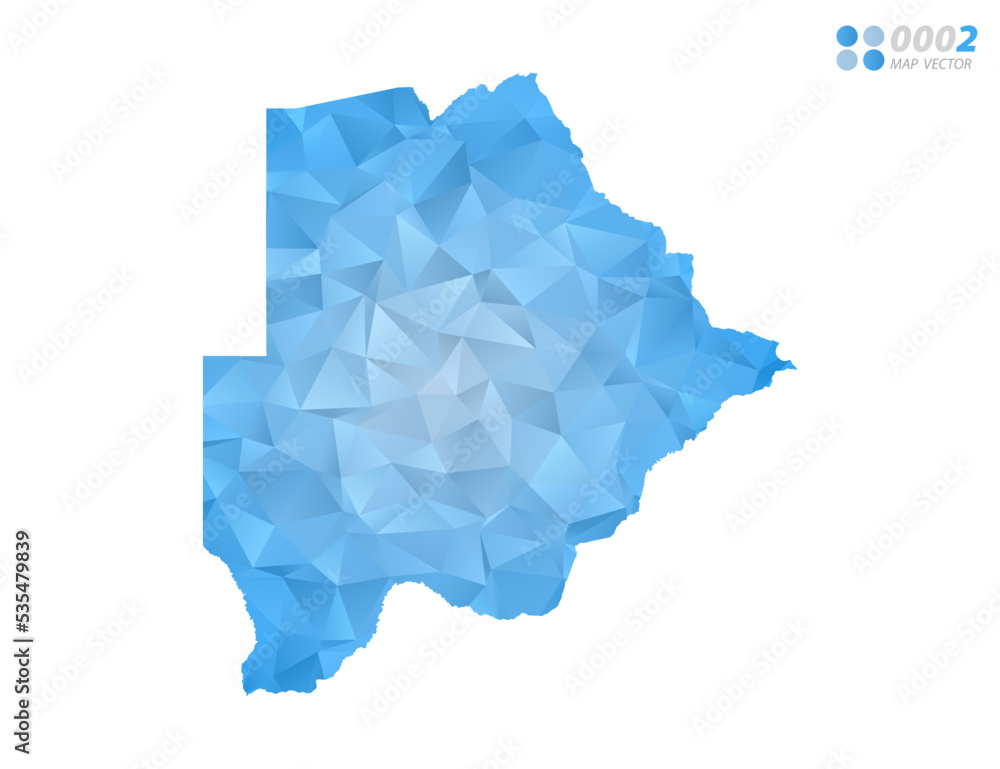 Botswana map blue polygon triangle mosaic with white background. Vector style gradient. Botswana map blue polygon triangle mosaic with white background. Vector style gradient.
