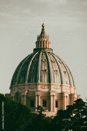 St. Peter's Basilica in the Evening from the Gardens of the Vatican Museum