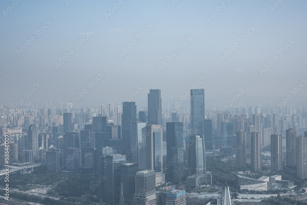 China Chongqing city fog and haze weather landscape
