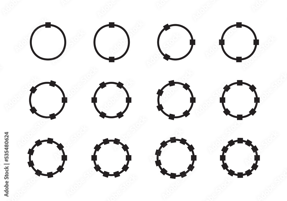 Circle chart section segments set vector diagram segments pie template. Circle segments set. Various number of sectors divide the circle on equal parts. Pie chart set. Diagram collection