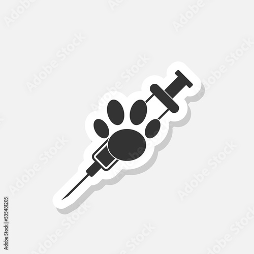 Animal and pet vaccination sticker icon isolated on white background