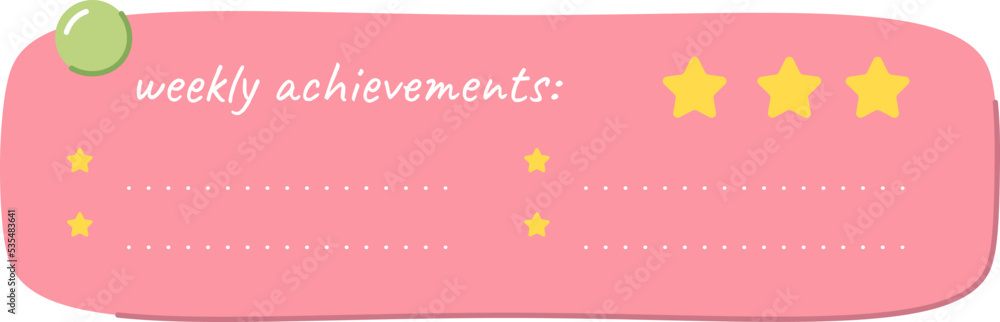 Weekly achievements sheet Design Element. Vector illustration
