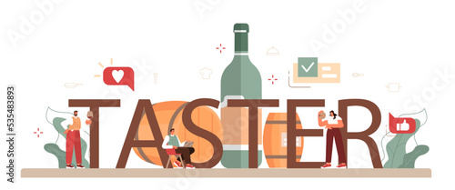 Taster typographic header. Professional blogger making review