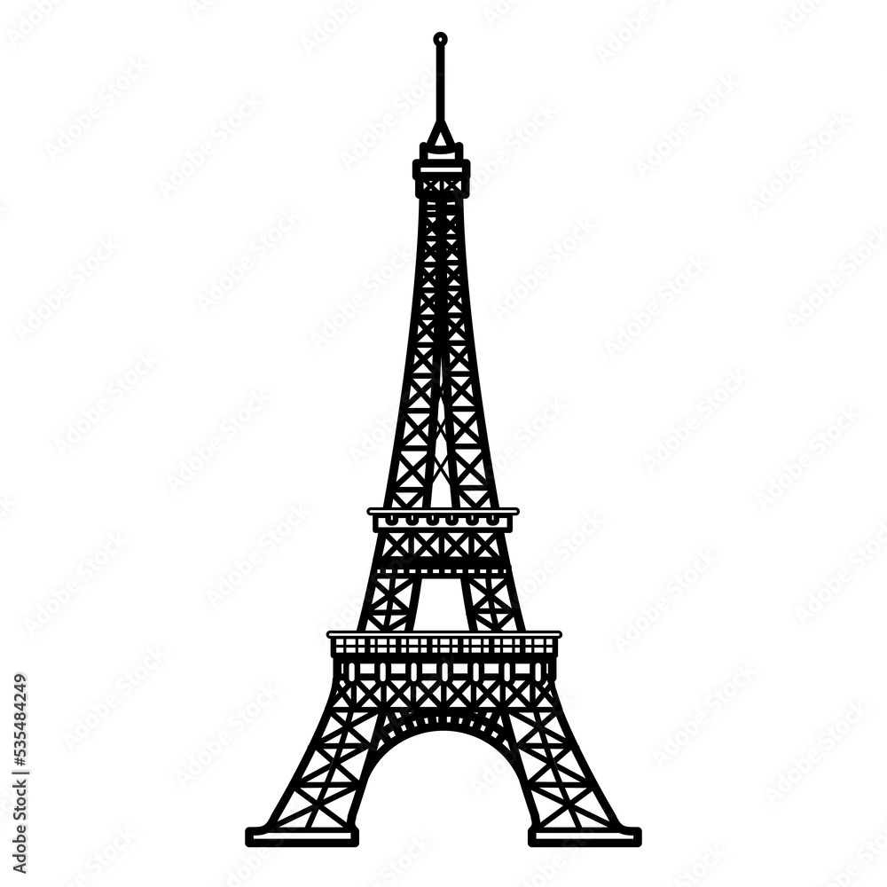Eiffel tower, silhouette, shape, vector illustration