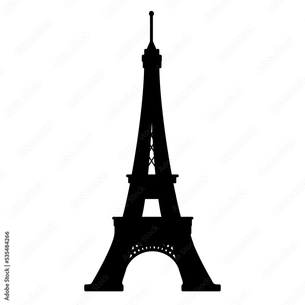 Obraz premium Eiffel tower, silhouette, shape, vector illustration