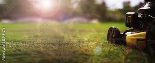 Fotografie Lawn mower cut grass