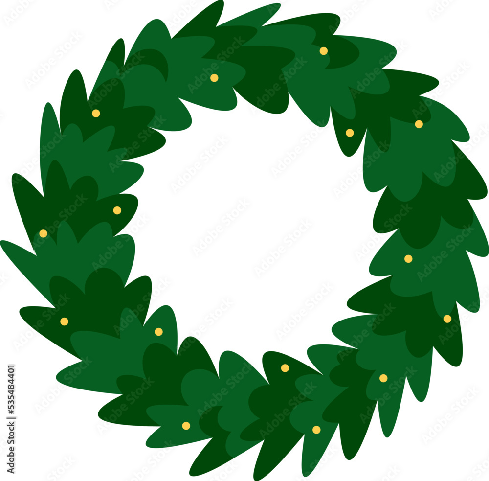Naklejka premium Floral coniferous wreath flat icon