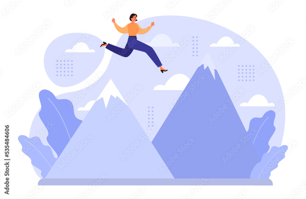 Bravery concept. Challenge overcoming, taking a risk to achieve Bravery concept. Challenge overcoming, taking a risk to achieve