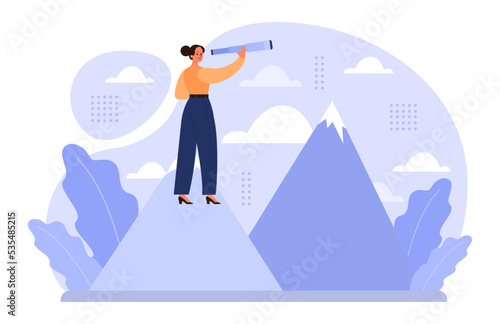 Future concept. Character searching for future opportunities