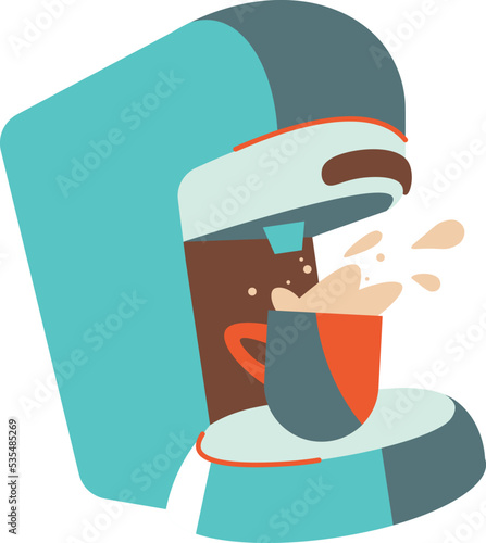 Working mini coffee machine icon. Vector illustration
