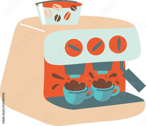 Working coffee machine icon. Vector illustration