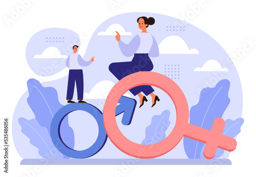 Gender inequality concept. Bias and sexism in workplace or social