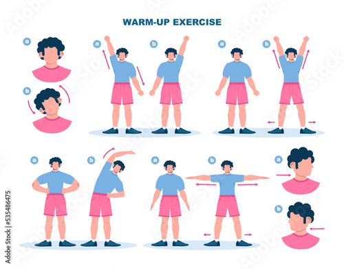 Warm-up exercise set. Muscles stretch before a work-out, physical © inspiring.team