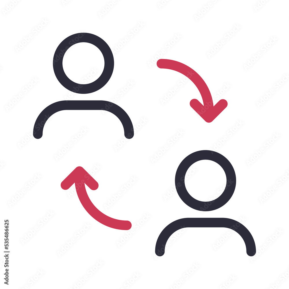 Linear vector switch account between two. Change profiles in social network and other applications concept icon design. Linear vector switch account between two. Change profiles in social network and other applications concept icon design.