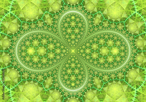 Abstract green spiral hypertile fractal art background. photo