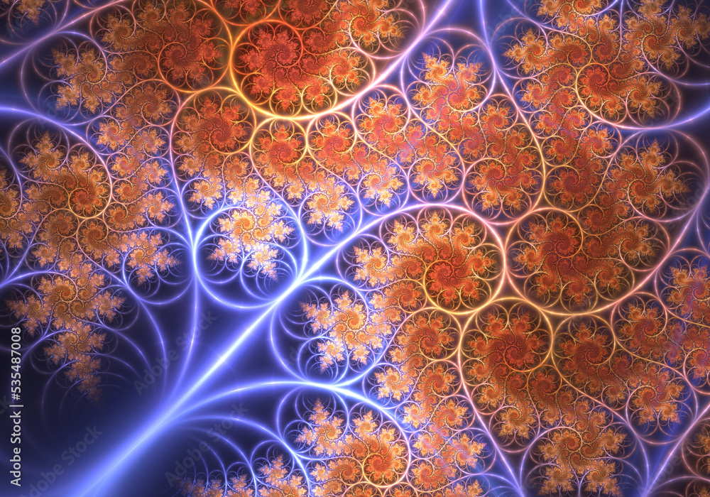 Abstract Kleinian fractal art of infinite glowing spirals. Abstract Kleinian fractal art of infinite glowing spirals.