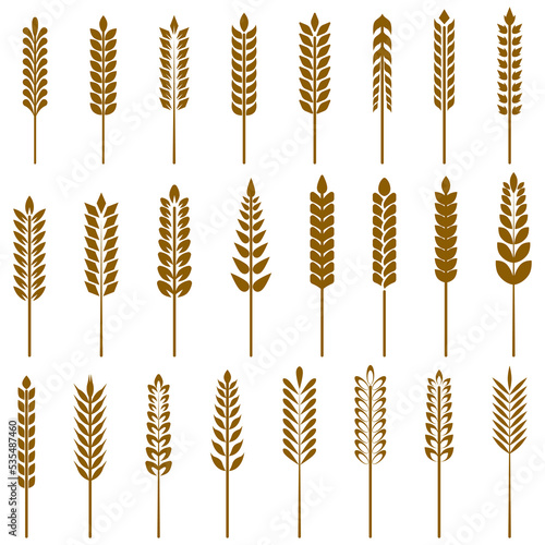 Wheat icon set. simple style organic local farm fresh food, bakery themed design. Vector illustration