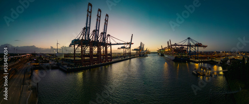 Hamburg Harbour HHLA Sunset 