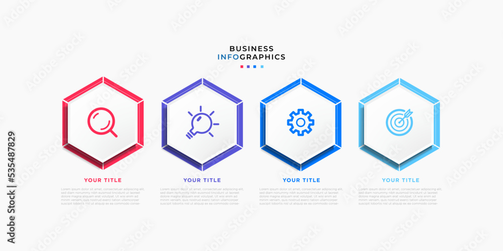 Modern business Infographic with title design template Vector with icons and 4 options or steps. Can be used for process diagram, presentations, workflow layout, banner, flow chart, info graph. Eps10 Modern business Infographic with title design template Vector with icons and 4 options or steps. Can be used for process diagram, presentations, workflow layout, banner, flow chart, info graph. Eps10