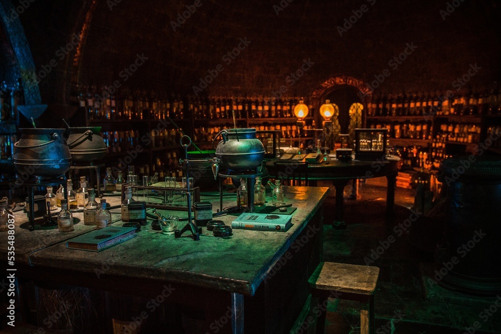 Naklejka premium Dungeon potion classroom in Harry Potter Studio Tour, London