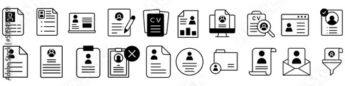 CV icon vector set. Resume illustration sign collection. user data symbol or logo.