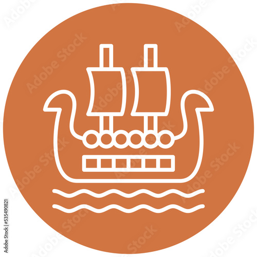 Viking Ship Icon Style