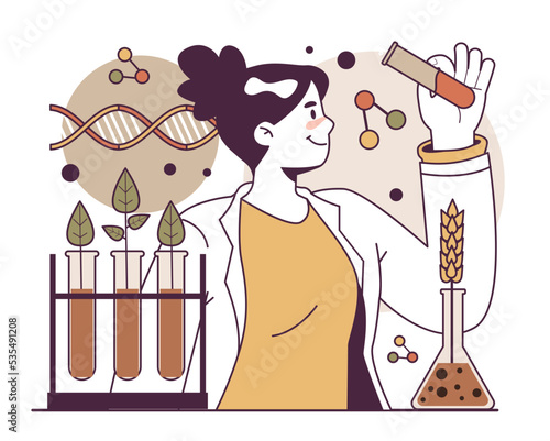 Genetic modificated organism or GMO. Biotechnology, food improvement