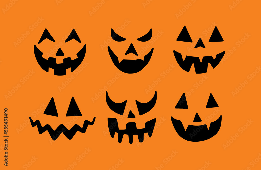 Hand drawn pumpkin silhouette set Hand drawn pumpkin silhouette set